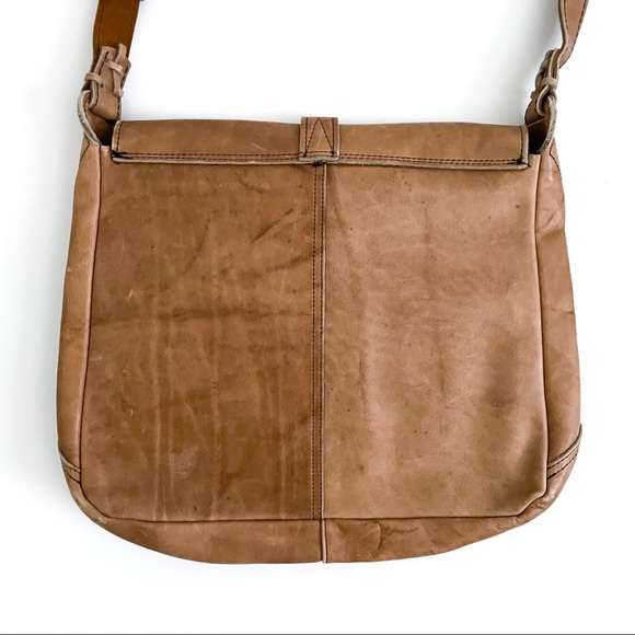 Frye Campus Vintage Black Label Tan Leather Messenger Shoulder Bag - Picture 4 of 8